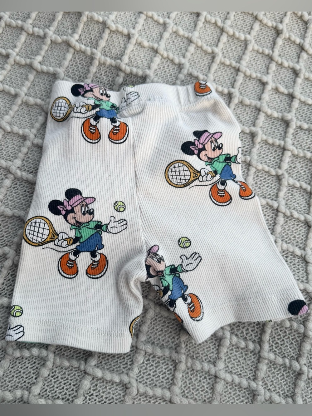 Zara Cream  Disney Tennis Minnie Mouse Print Shorts with Multicolor Accents